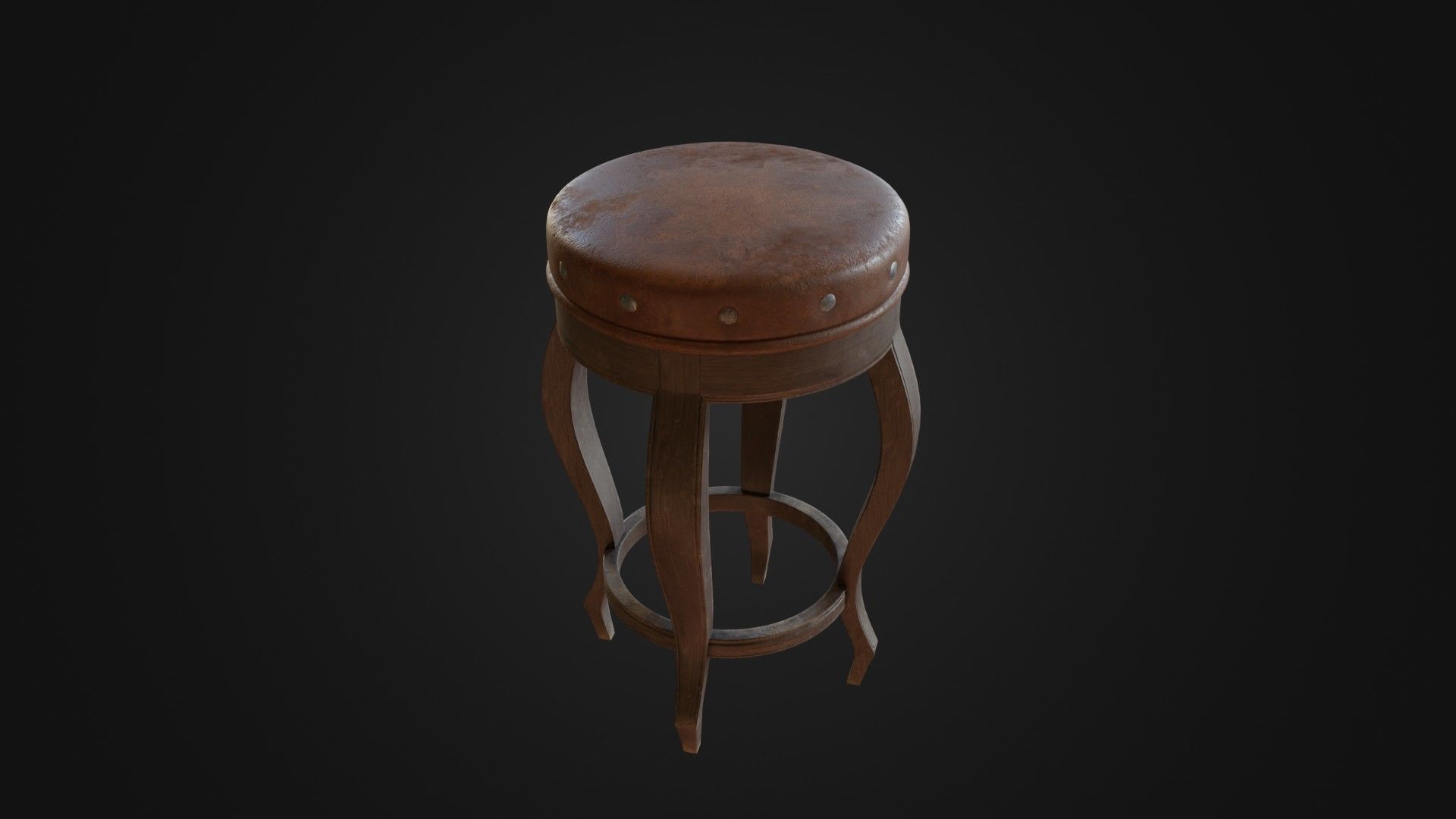 Old dirty bar stool 01 Low-poly 3D model_8