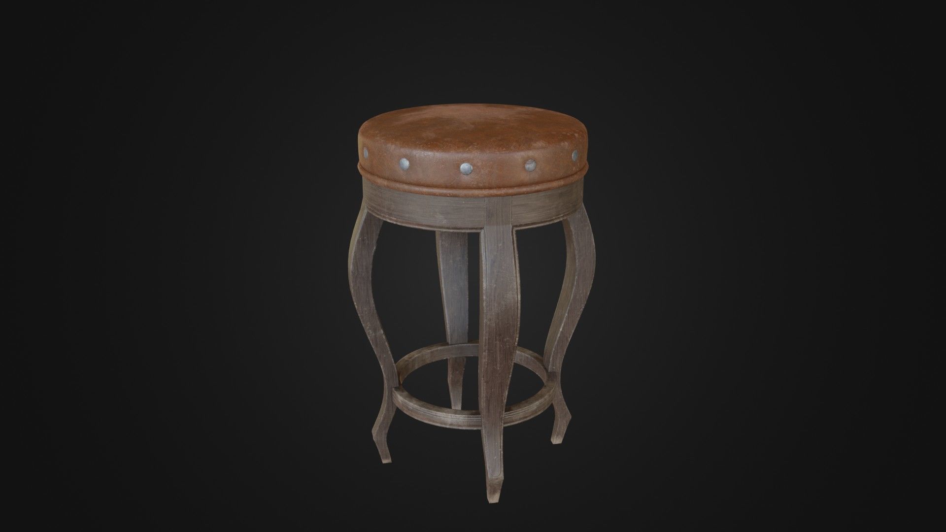 Old dirty bar stool 01 Low-poly 3D model_30