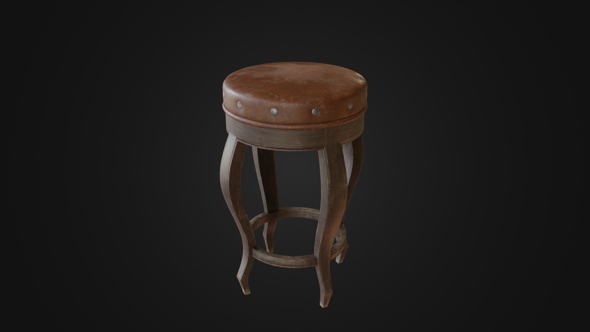 Old dirty bar stool 01 Low-poly 3D model_22