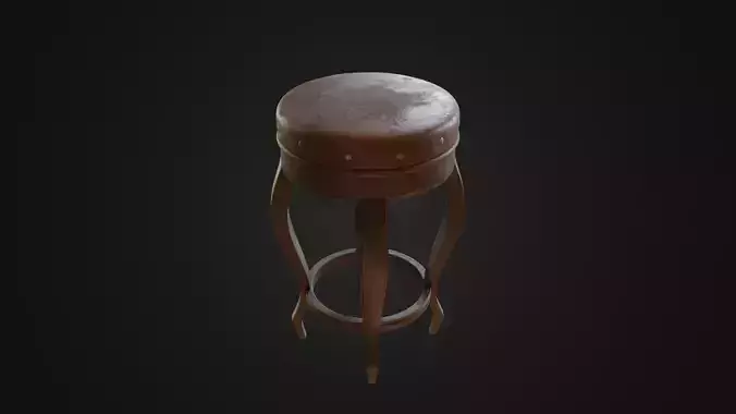 Old dirty bar stool 01 Low-poly 3D model