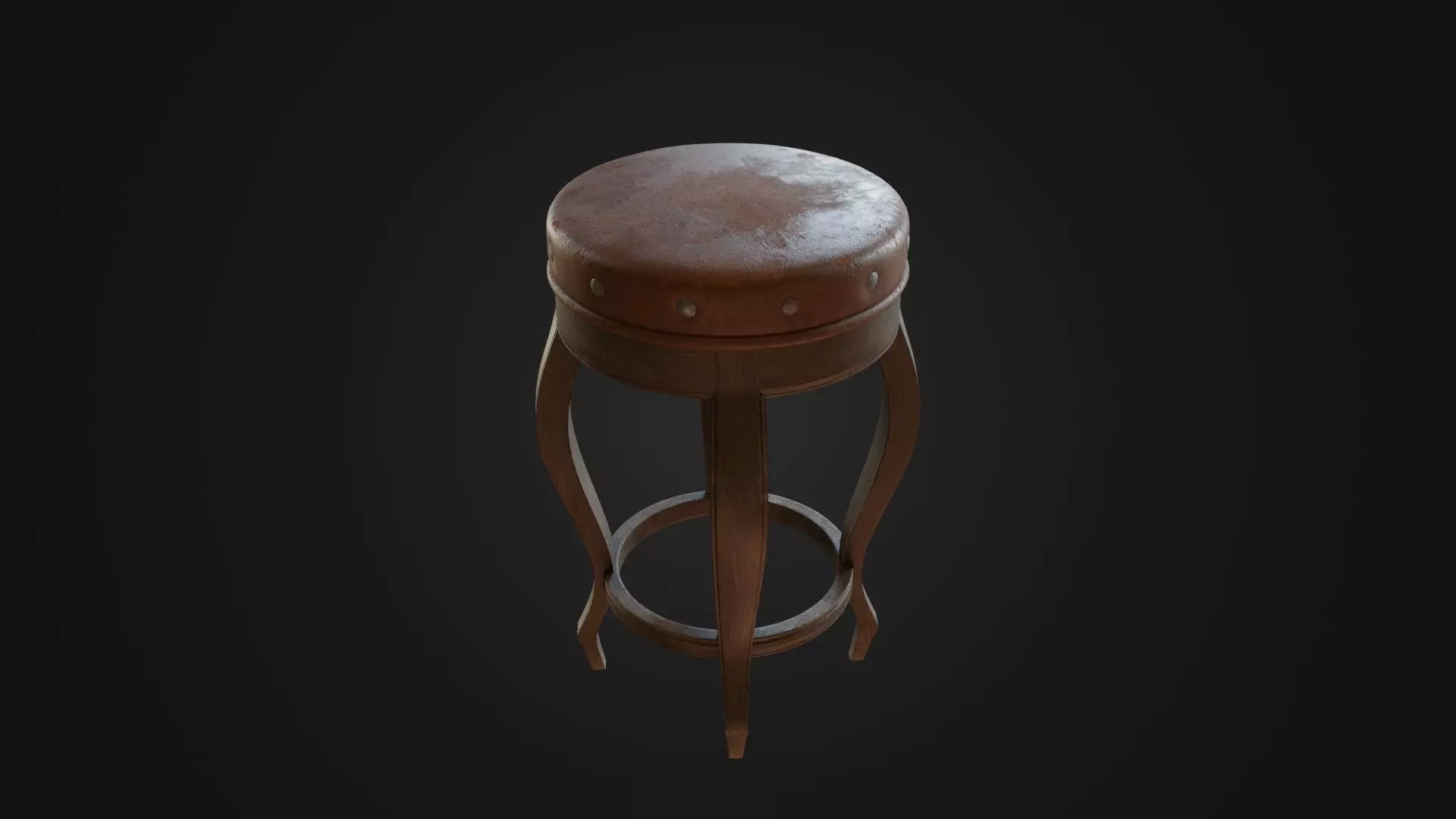 Old dirty bar stool 01 Low-poly 3D model_0