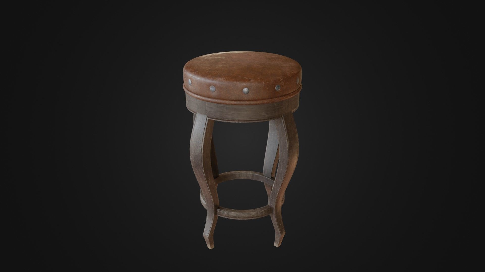 Old dirty bar stool 01 Low-poly 3D model_24