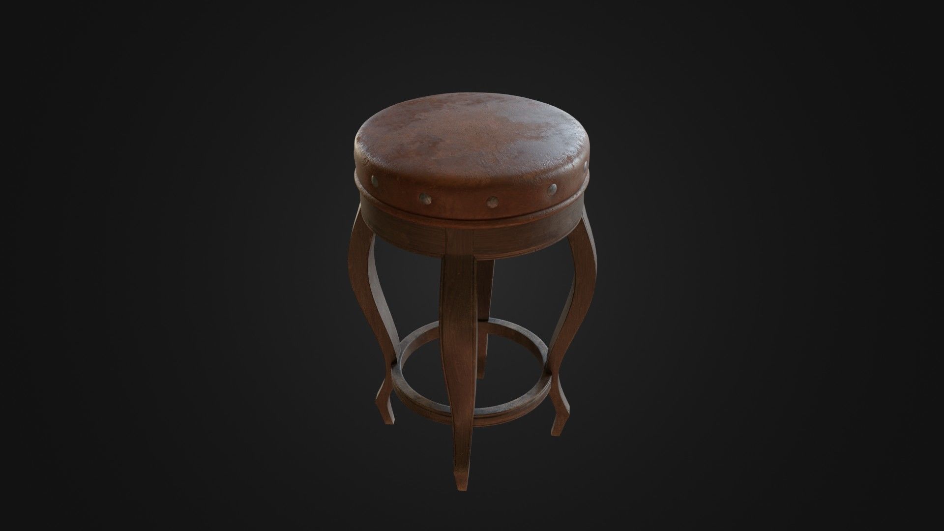 Old dirty bar stool 01 Low-poly 3D model_9