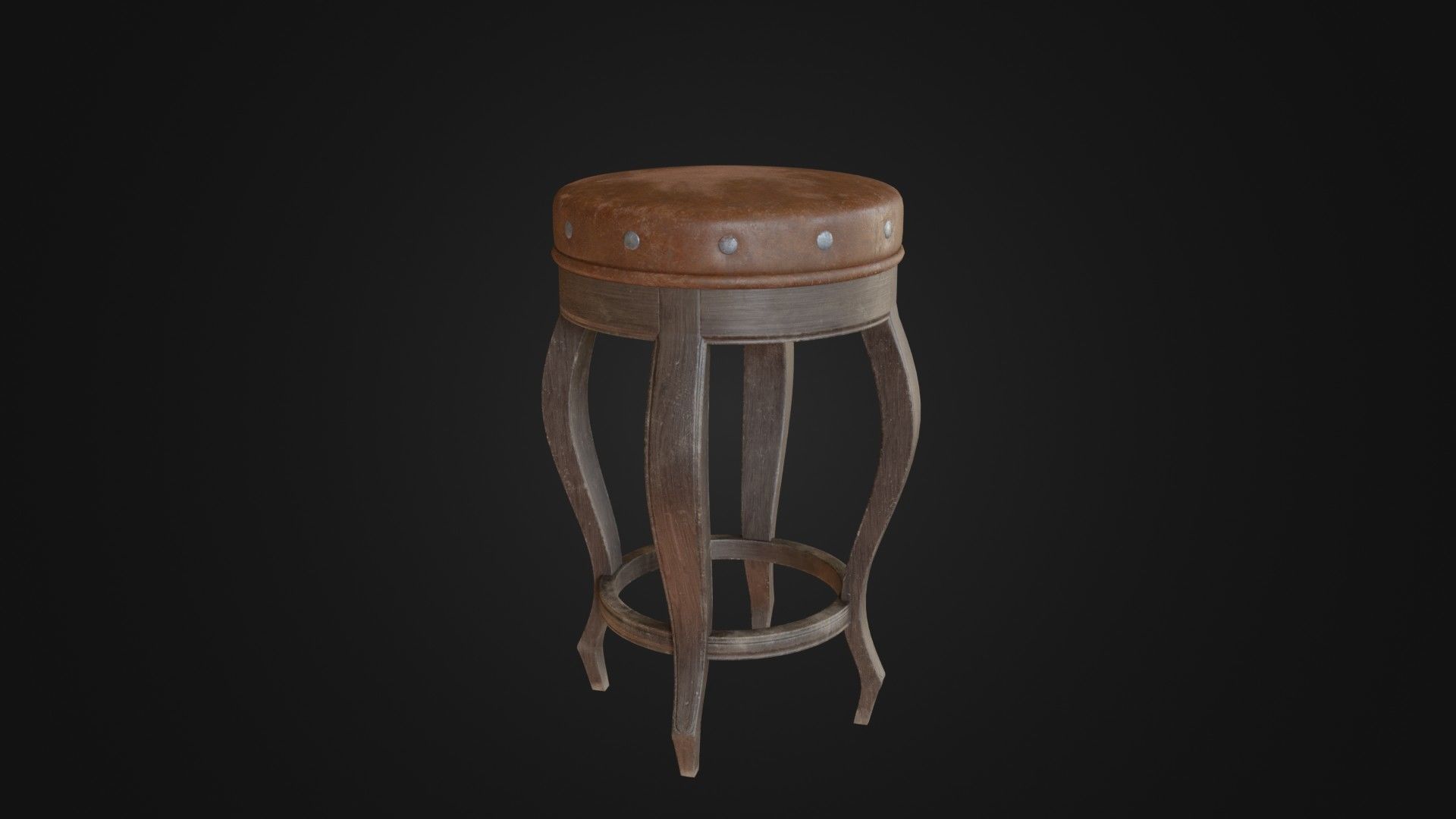 Old dirty bar stool 01 Low-poly 3D model_37