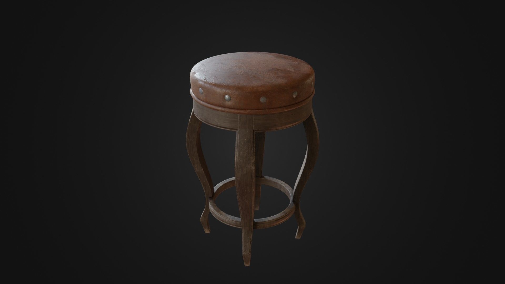Old dirty bar stool 01 Low-poly 3D model_18