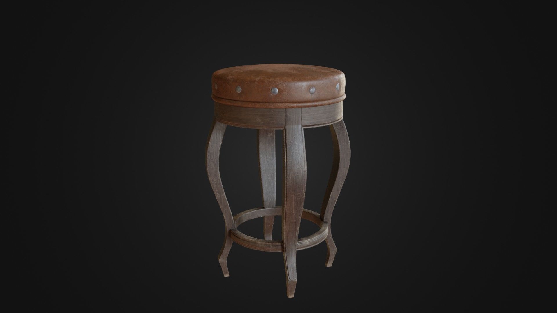 Old dirty bar stool 01 Low-poly 3D model_40