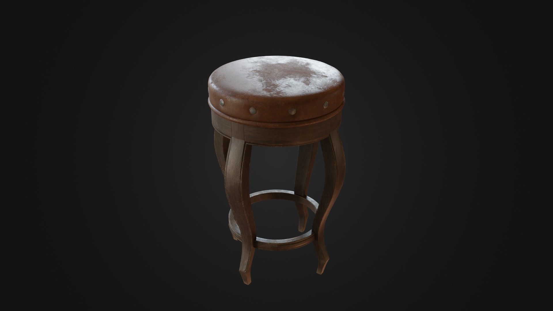 Old dirty bar stool 01 Low-poly 3D model_15