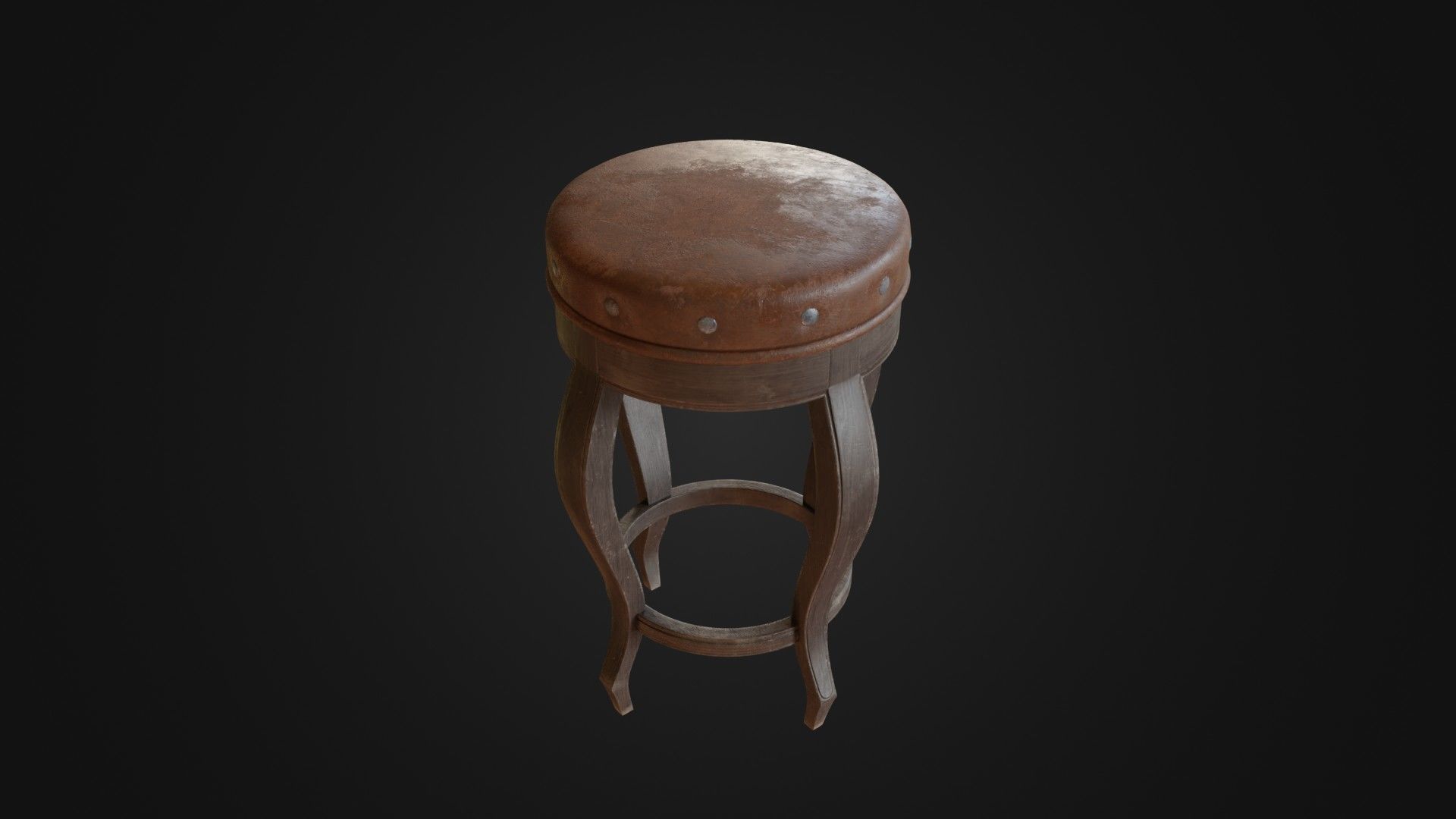 Old dirty bar stool 01 Low-poly 3D model_4