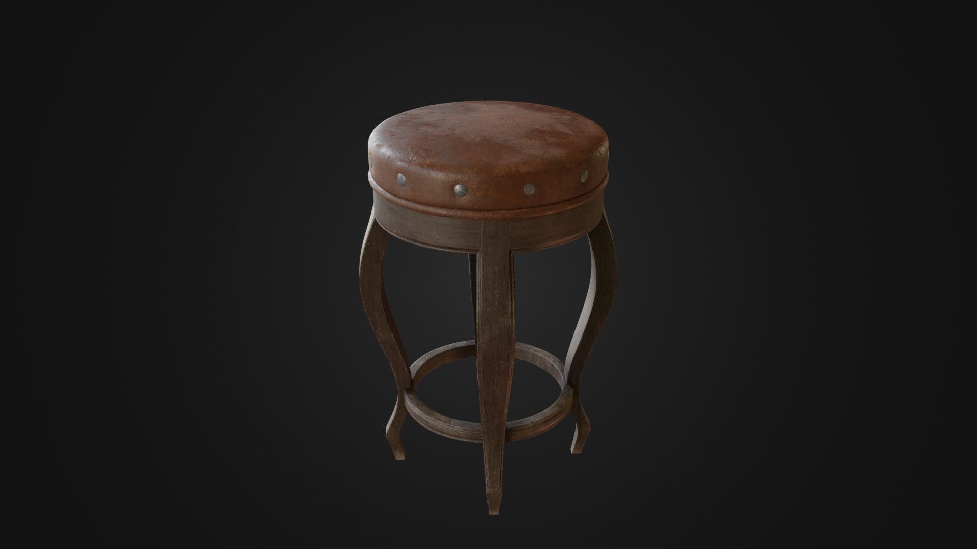Old dirty bar stool 01 Low-poly 3D model_19