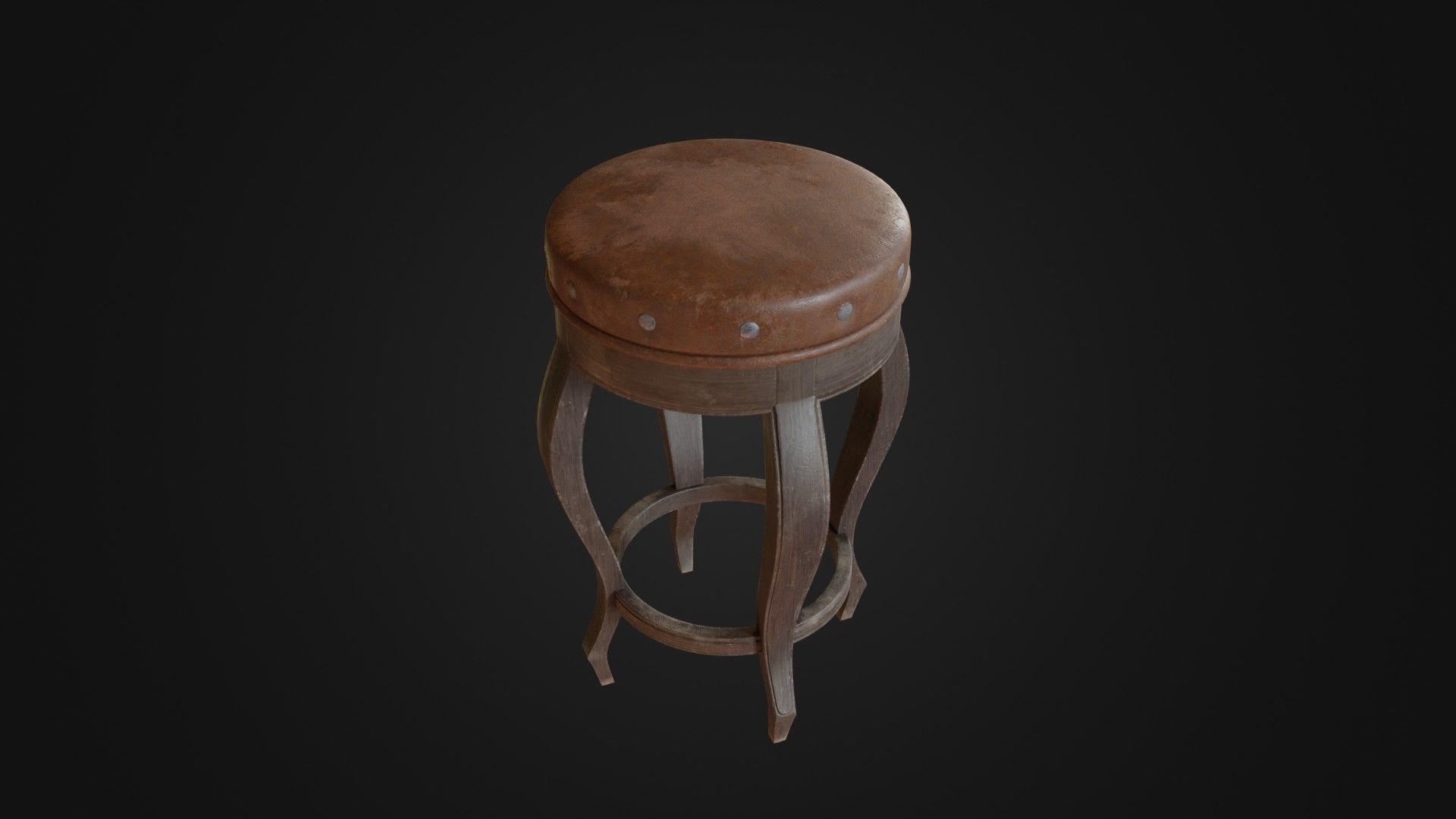 Old dirty bar stool 01 Low-poly 3D model_2