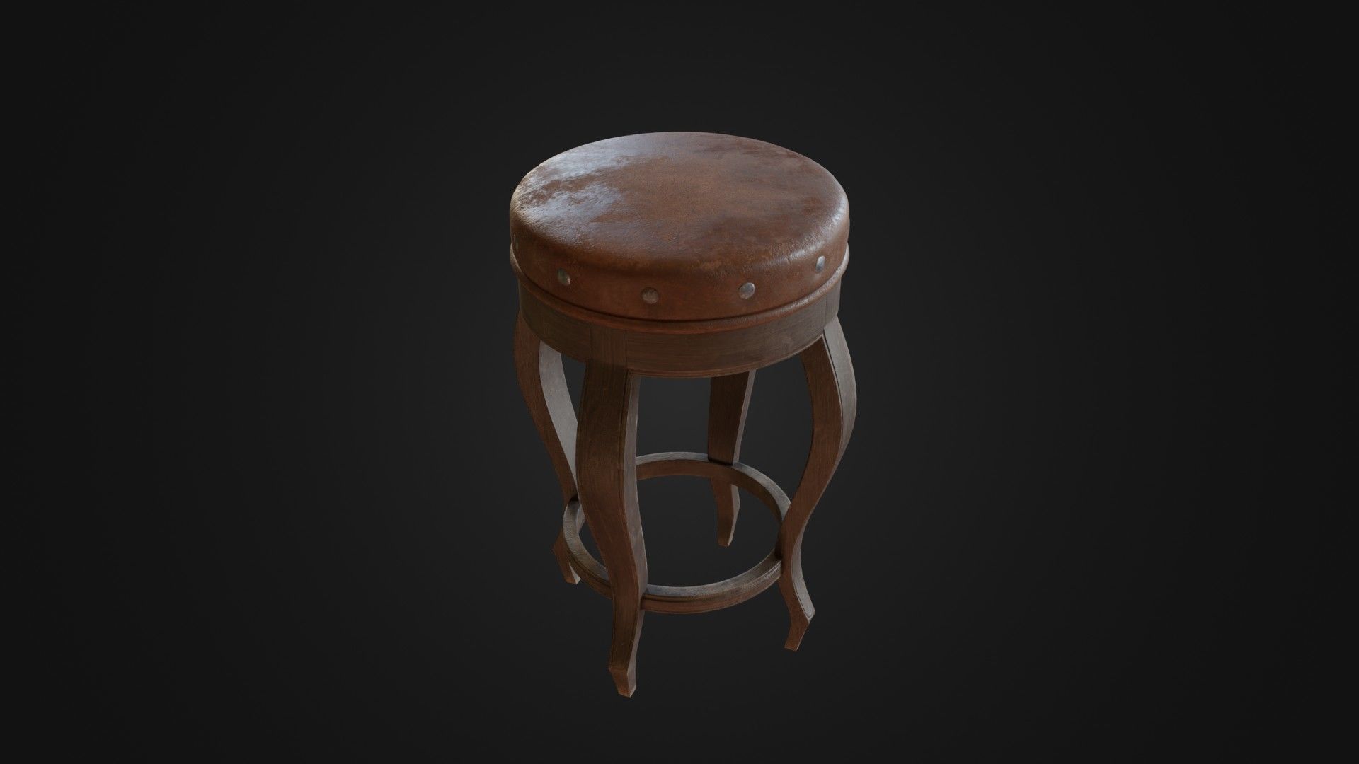 Old dirty bar stool 01 Low-poly 3D model_7