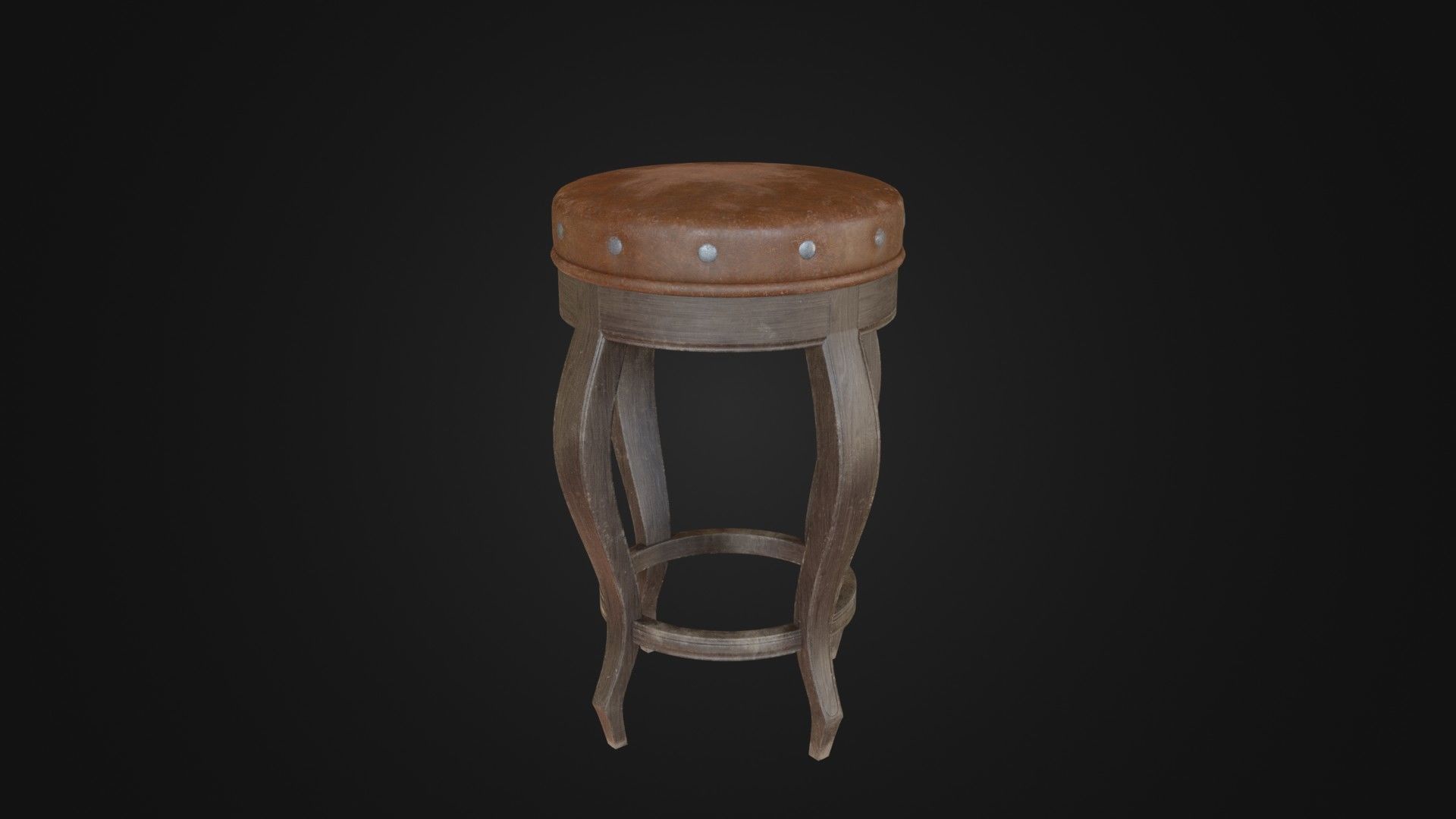 Old dirty bar stool 01 Low-poly 3D model_33