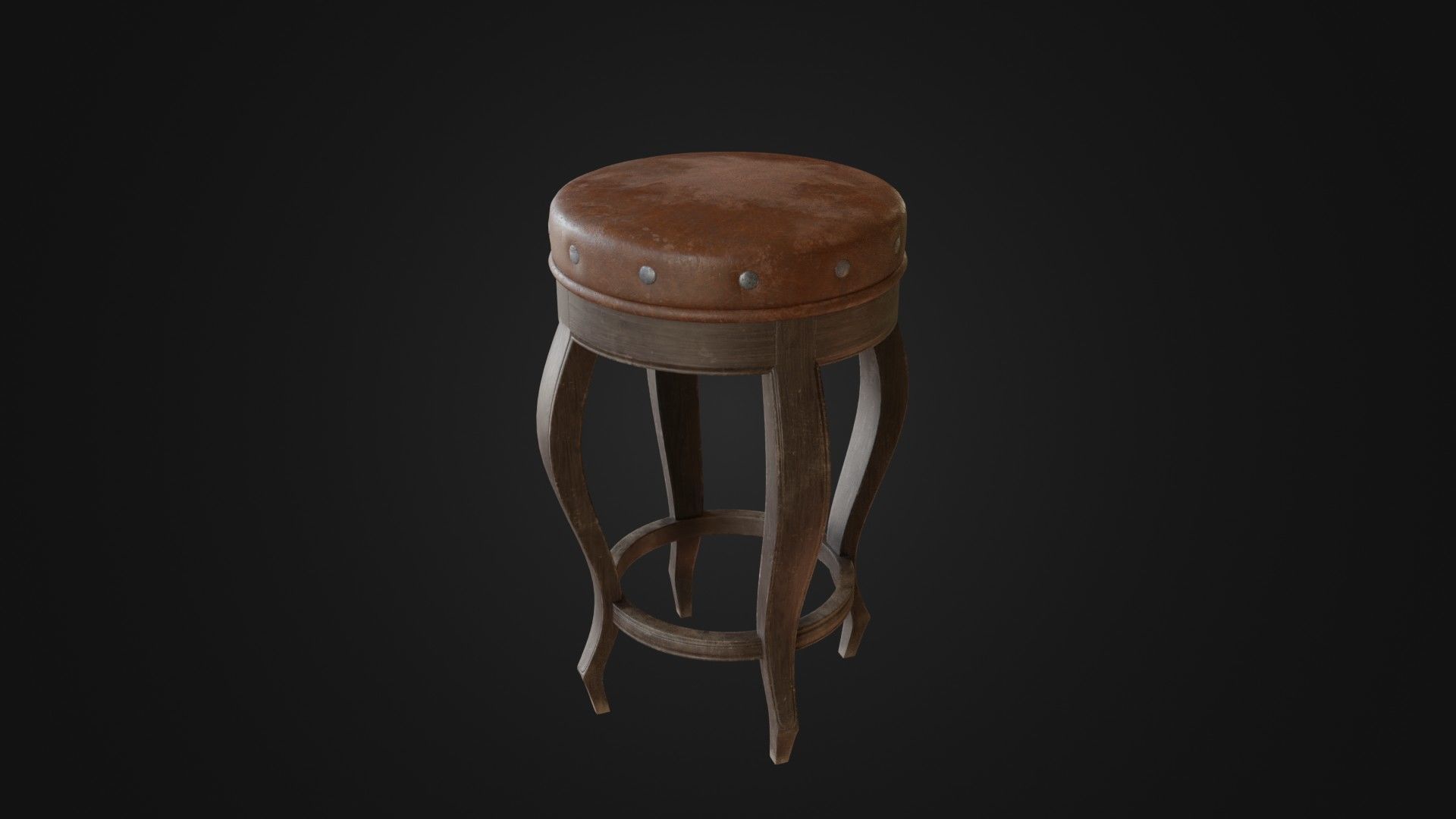 Old dirty bar stool 01 Low-poly 3D model_21