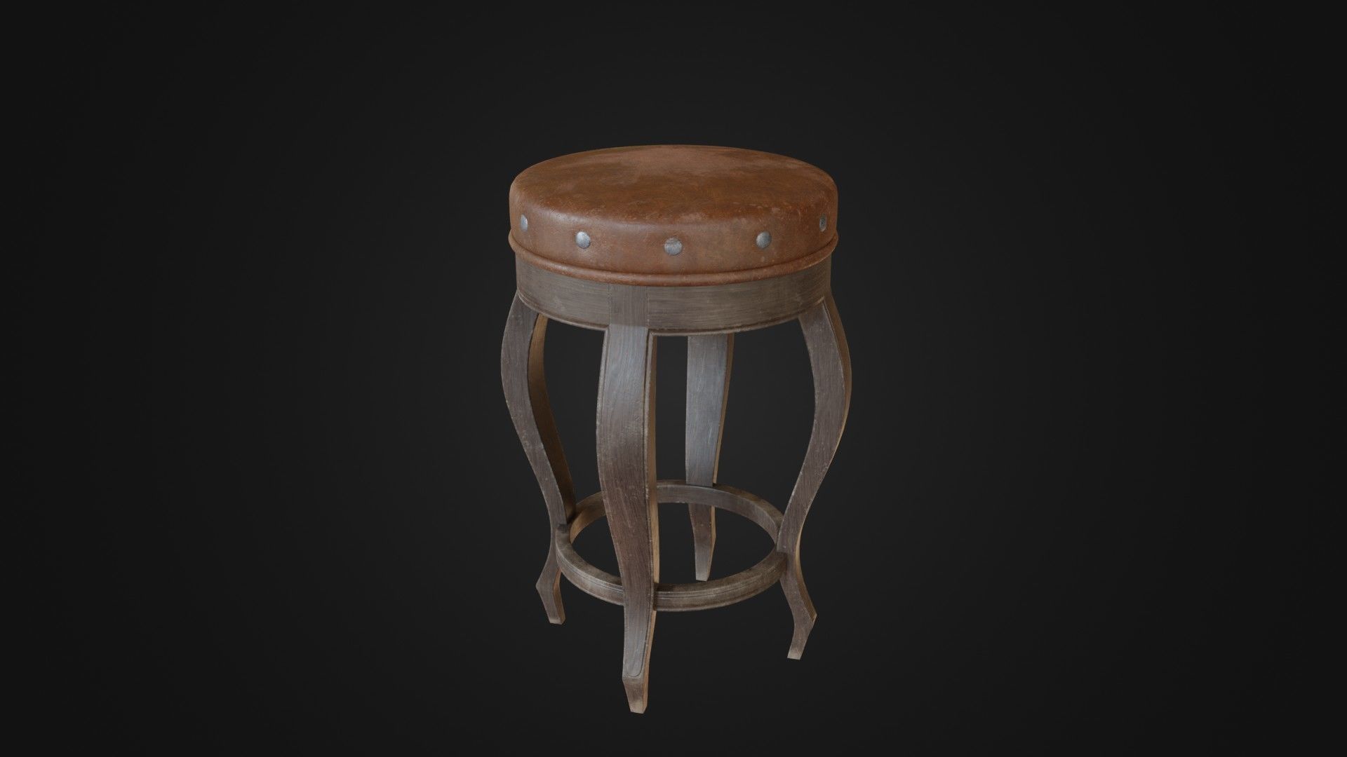 Old dirty bar stool 01 Low-poly 3D model_27