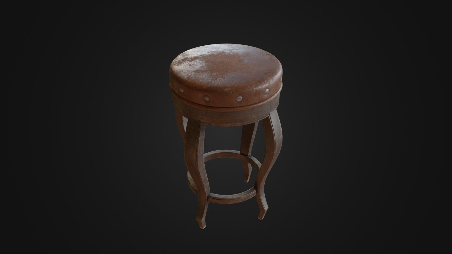 Old dirty bar stool 01 Low-poly 3D model_6