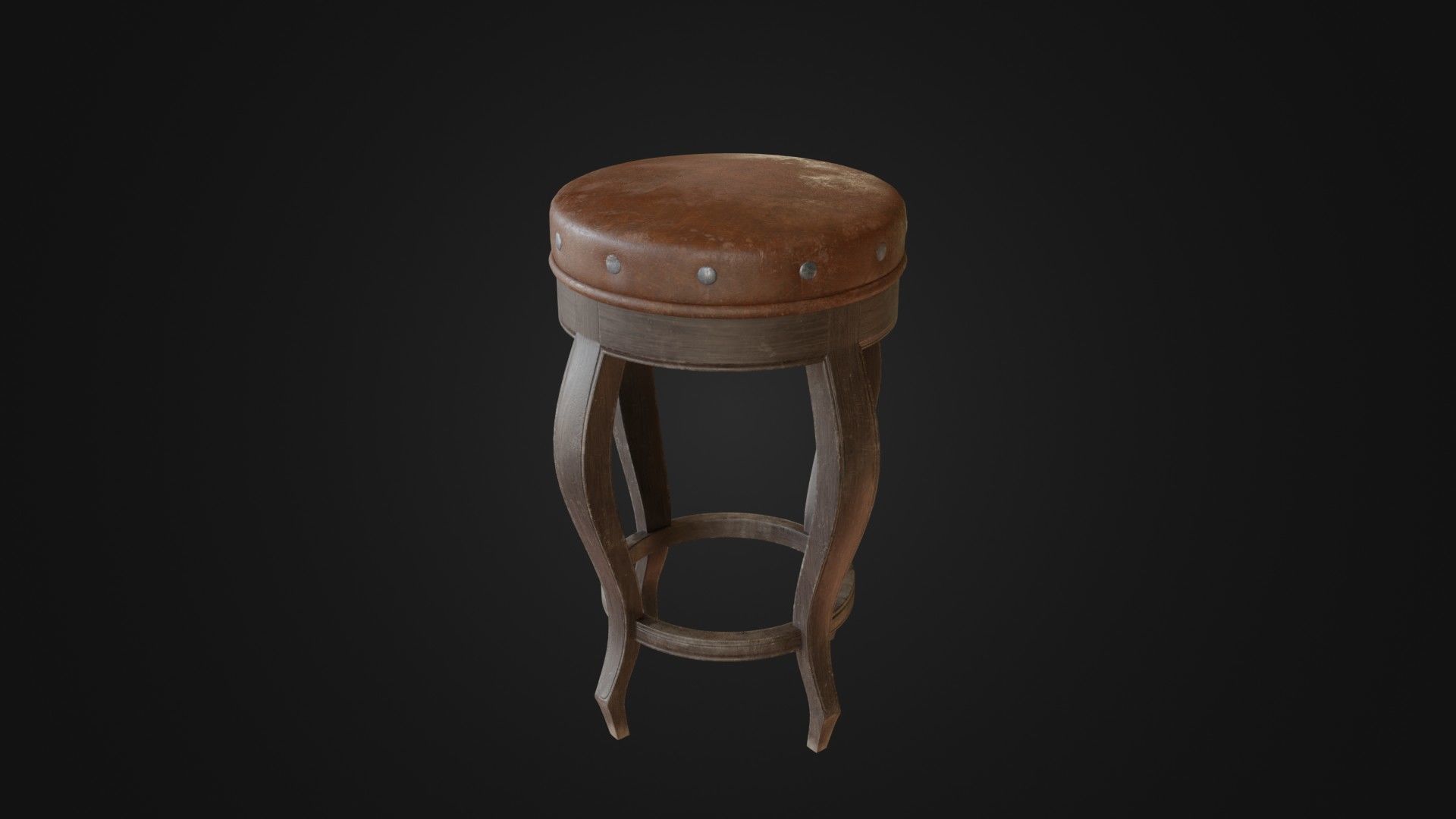 Old dirty bar stool 01 Low-poly 3D model_23