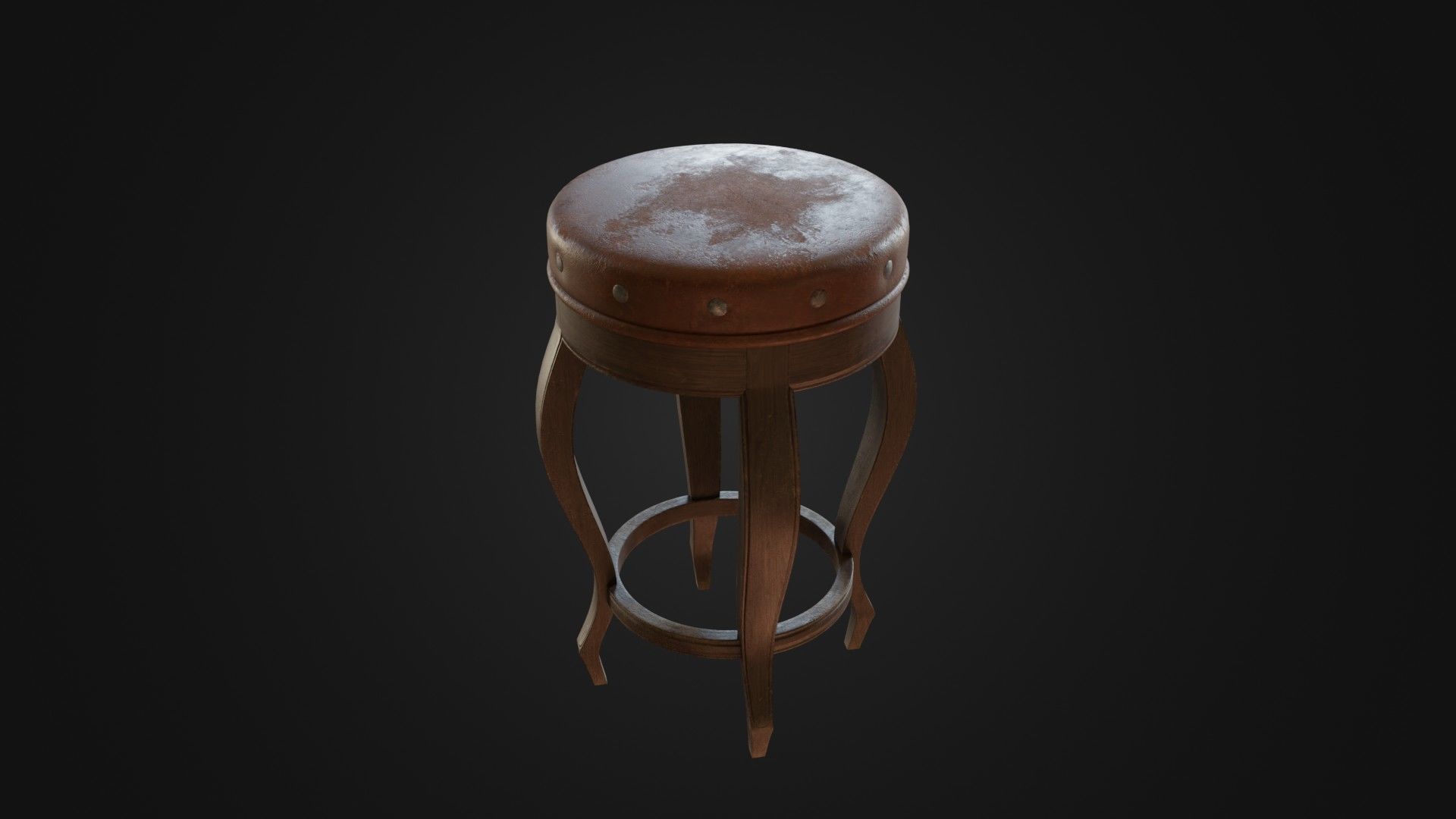 Old dirty bar stool 01 Low-poly 3D model_10