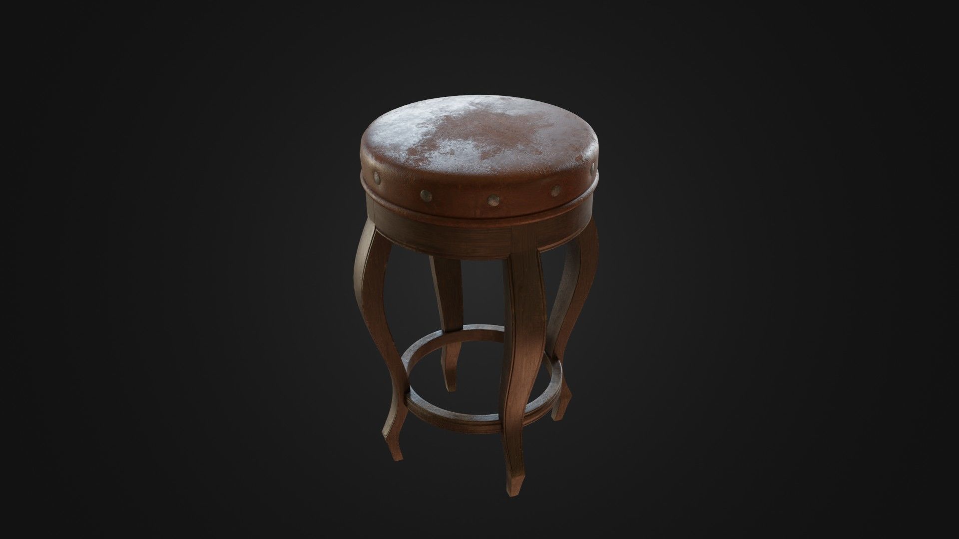 Old dirty bar stool 01 Low-poly 3D model_11