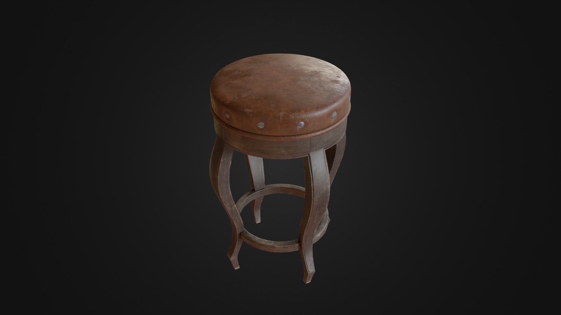 Old dirty bar stool 01 Low-poly 3D model_3