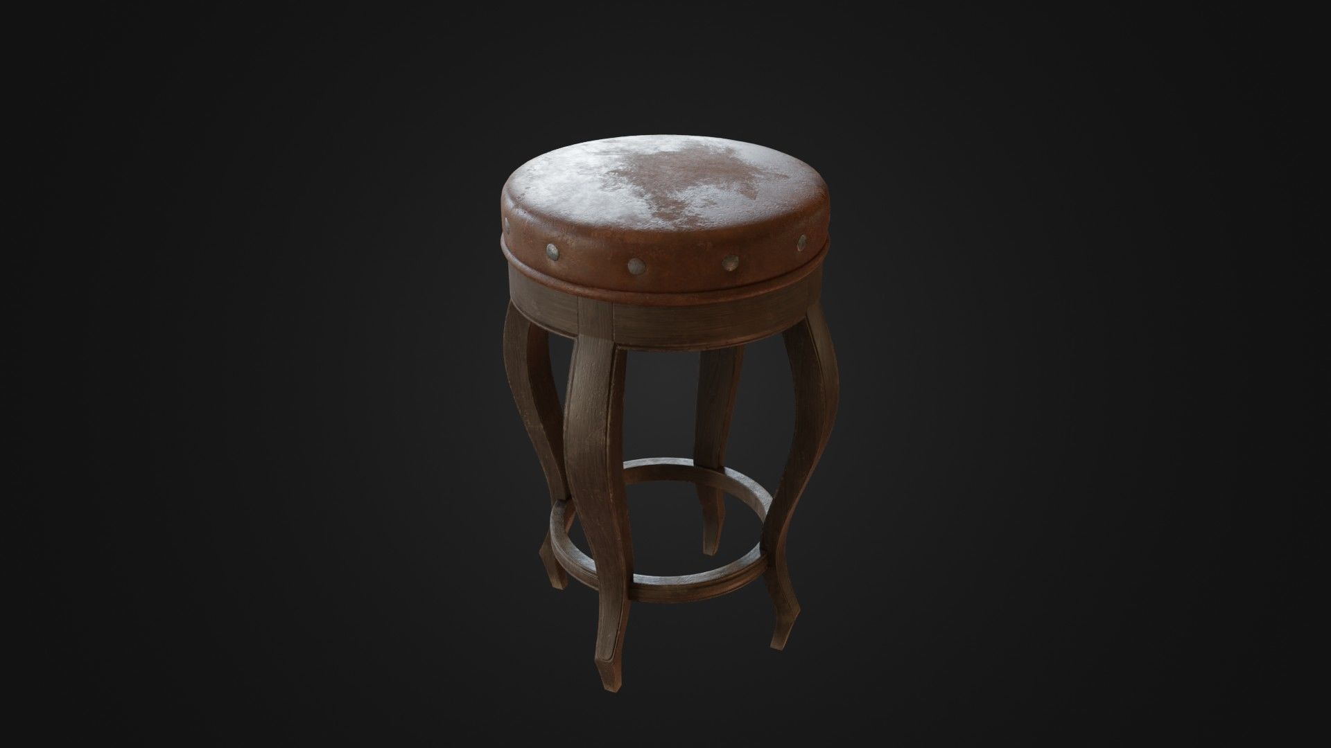 Old dirty bar stool 01 Low-poly 3D model_16