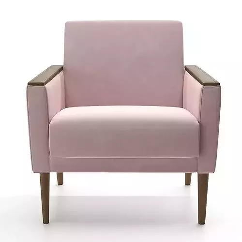 Pair of Midcentury Light Pink Club Armchairs 1960s DDR Germany 3D model 3