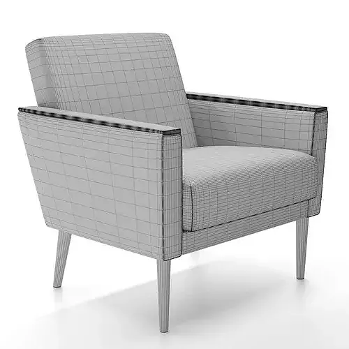 Pair of Midcentury Light Pink Club Armchairs 1960s DDR Germany 3D model 4