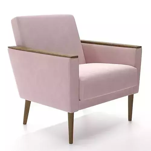 Pair of Midcentury Light Pink Club Armchairs 1960s DDR Germany 3D model 2