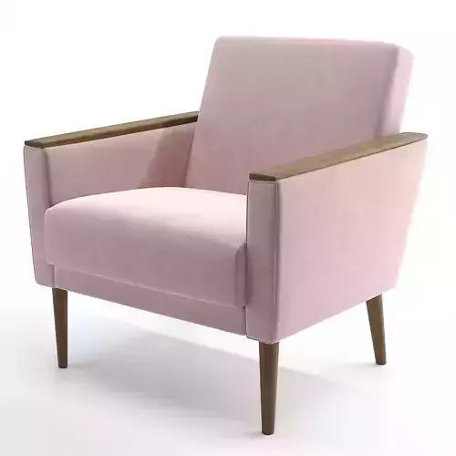 Pair of Midcentury Light Pink Club Armchairs 1960s DDR Germany 3D model