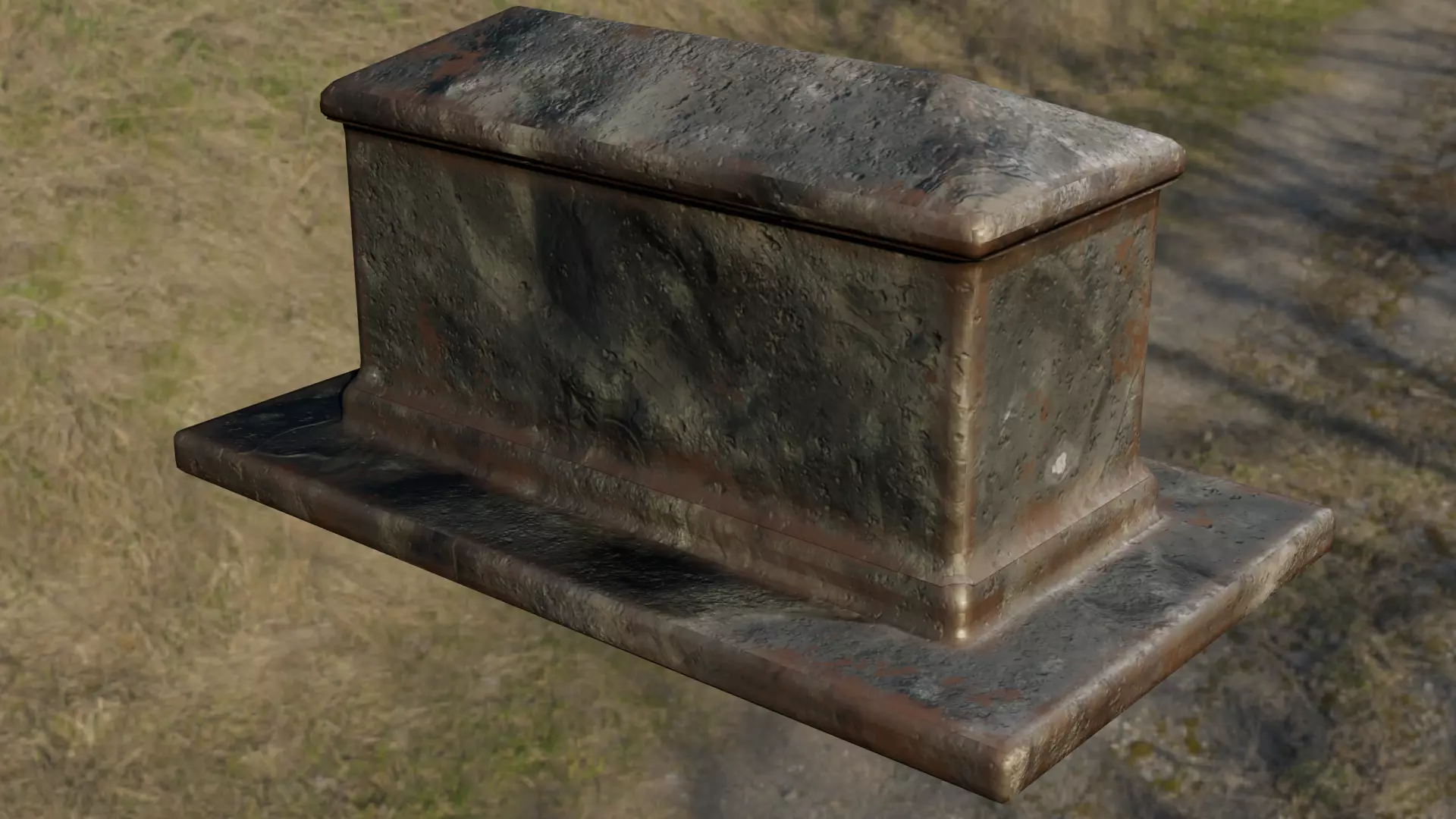 Grave - Coffin Low-poly 3D model_0