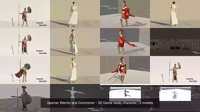 Spartan Warrior and Commoner - 3D Game ready character