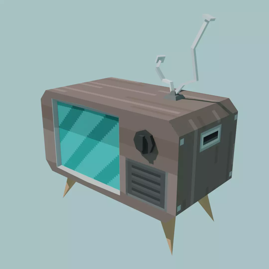 Low Poly Pixel - Old TV Free low-poly 3D model