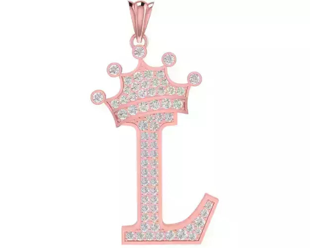 luxury diamond crown L letter pendant 3112