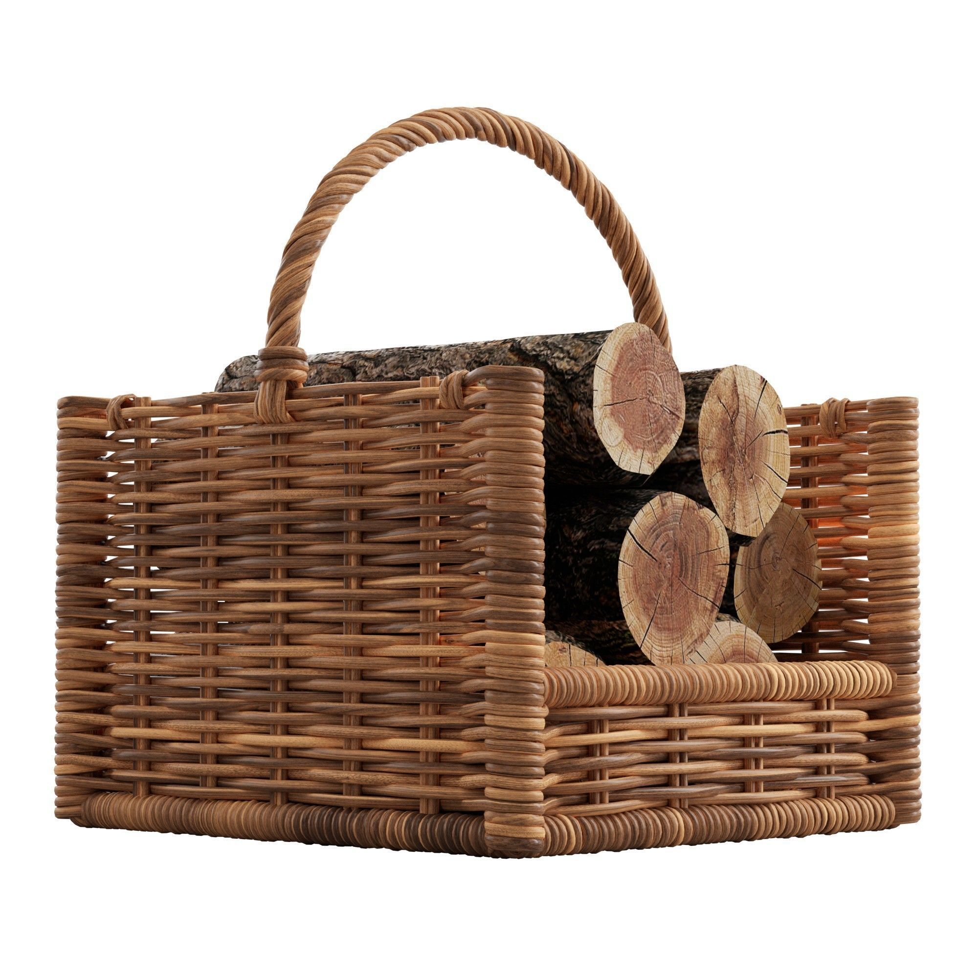 Round Rattan Log Basket 3D model CGTrader