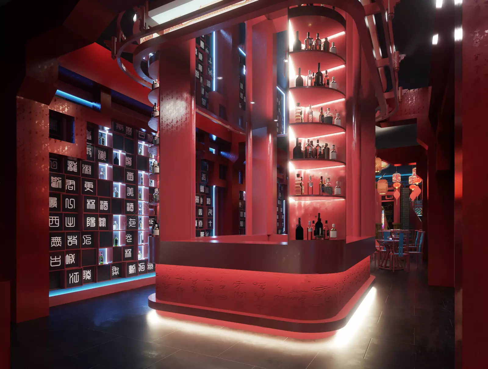 Modern restaurant bar 3D model_0