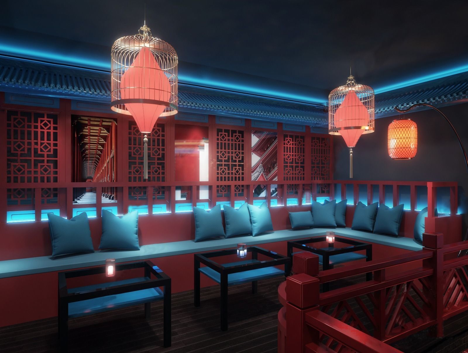 Modern restaurant bar 3D model_4