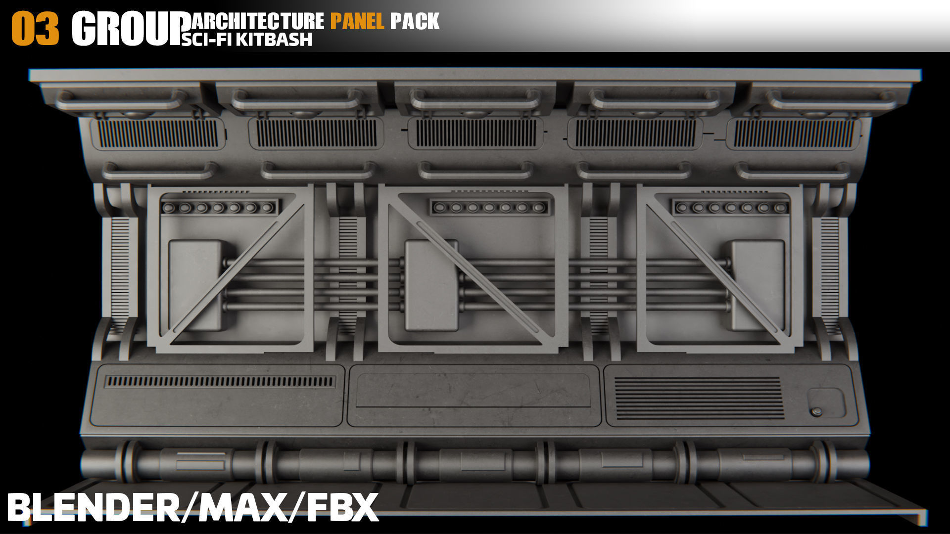 Sci-Fi Architecture Panels Pack vol 07 3D model_3