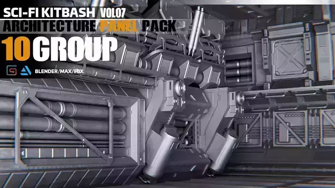 Sci-Fi Architecture Panels Pack vol 07 3D model