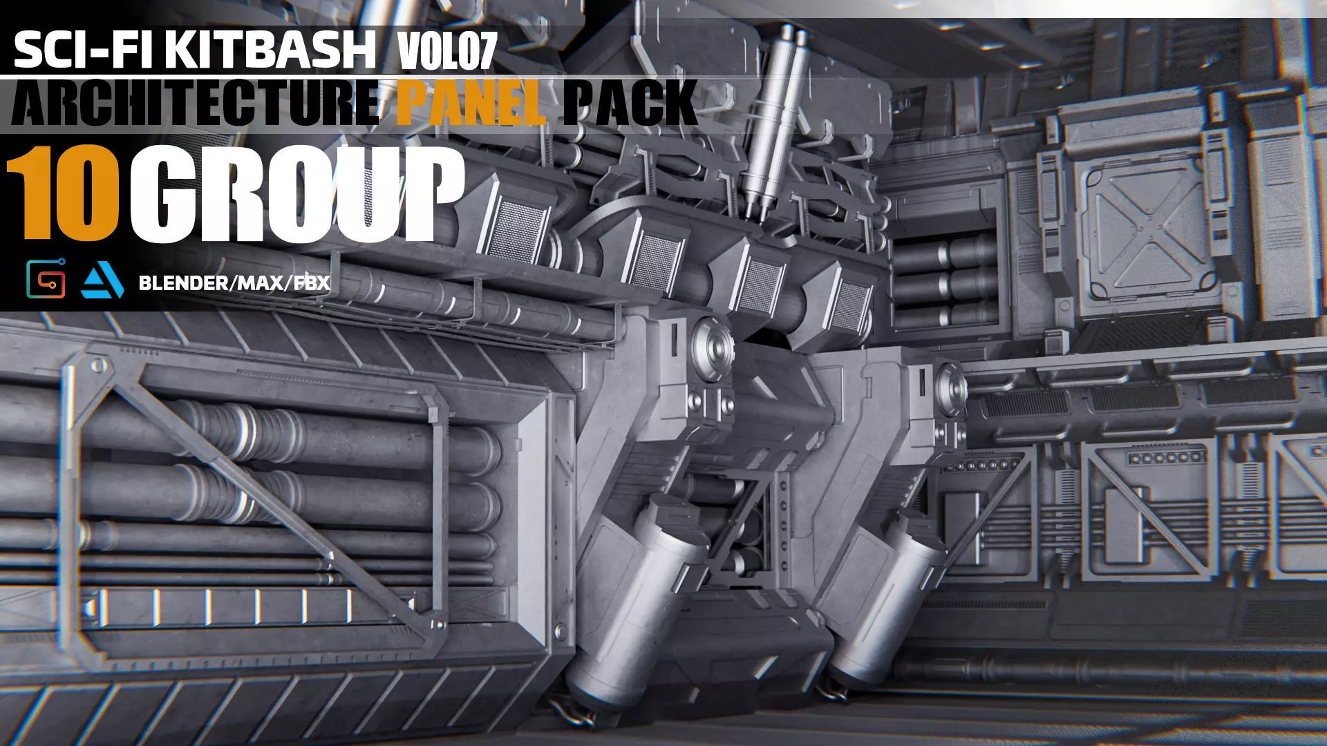 Sci-Fi Architecture Panels Pack vol 07 3D model_0