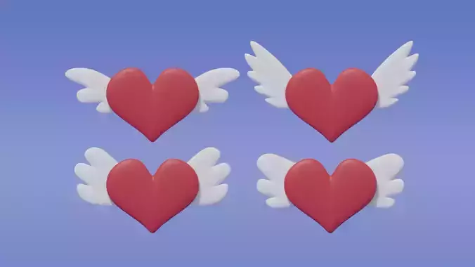 Cartoon Flying Heart With Wings Collection