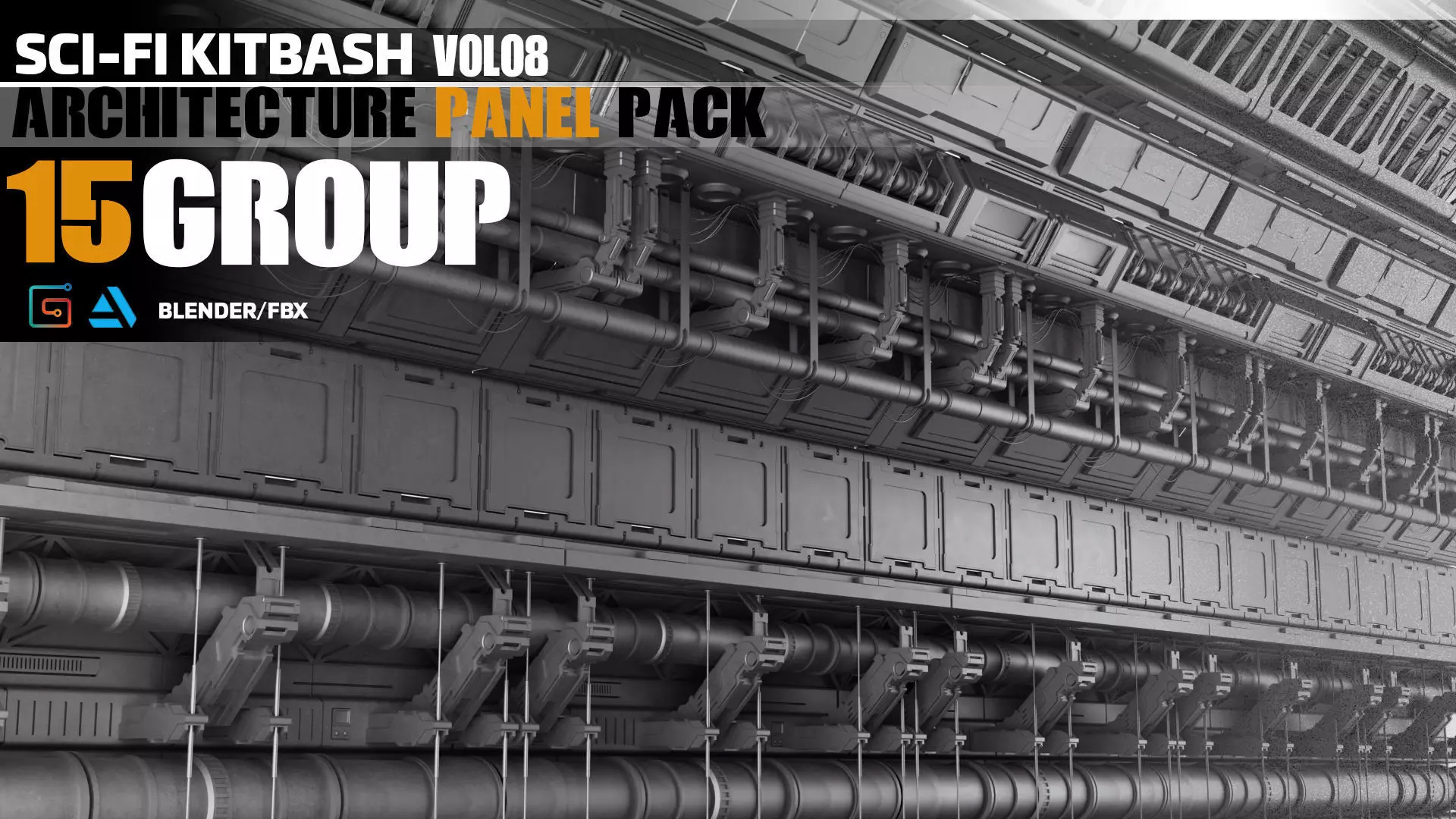 Sci-Fi Architecture Panels Pack vol 08 3D model_0