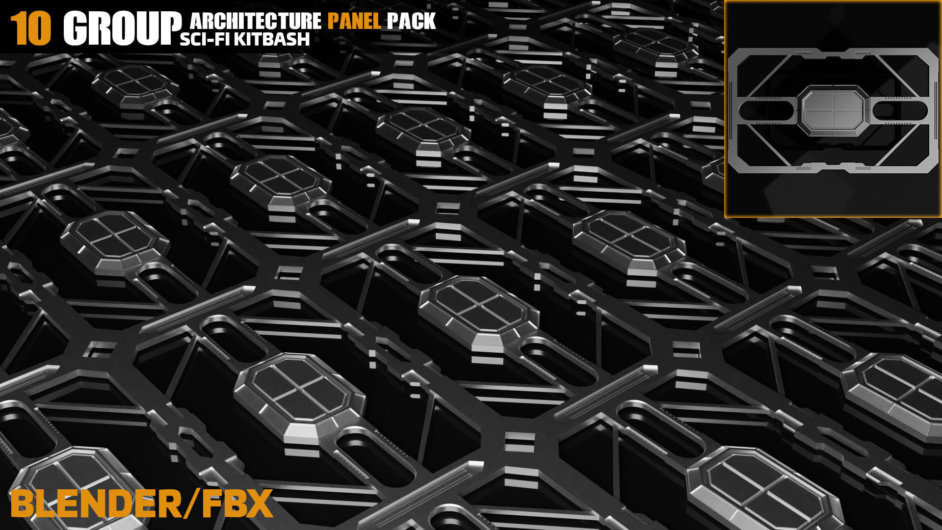 Sci-Fi Architecture Panels Pack vol 09 3D model_10