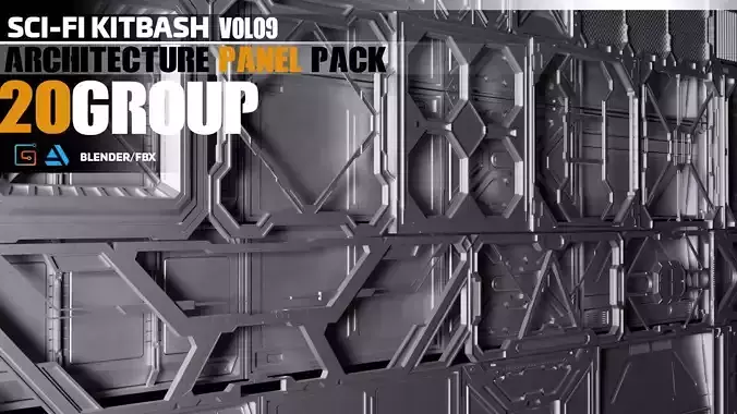 Sci-Fi Architecture Panels Pack vol 09 3D model