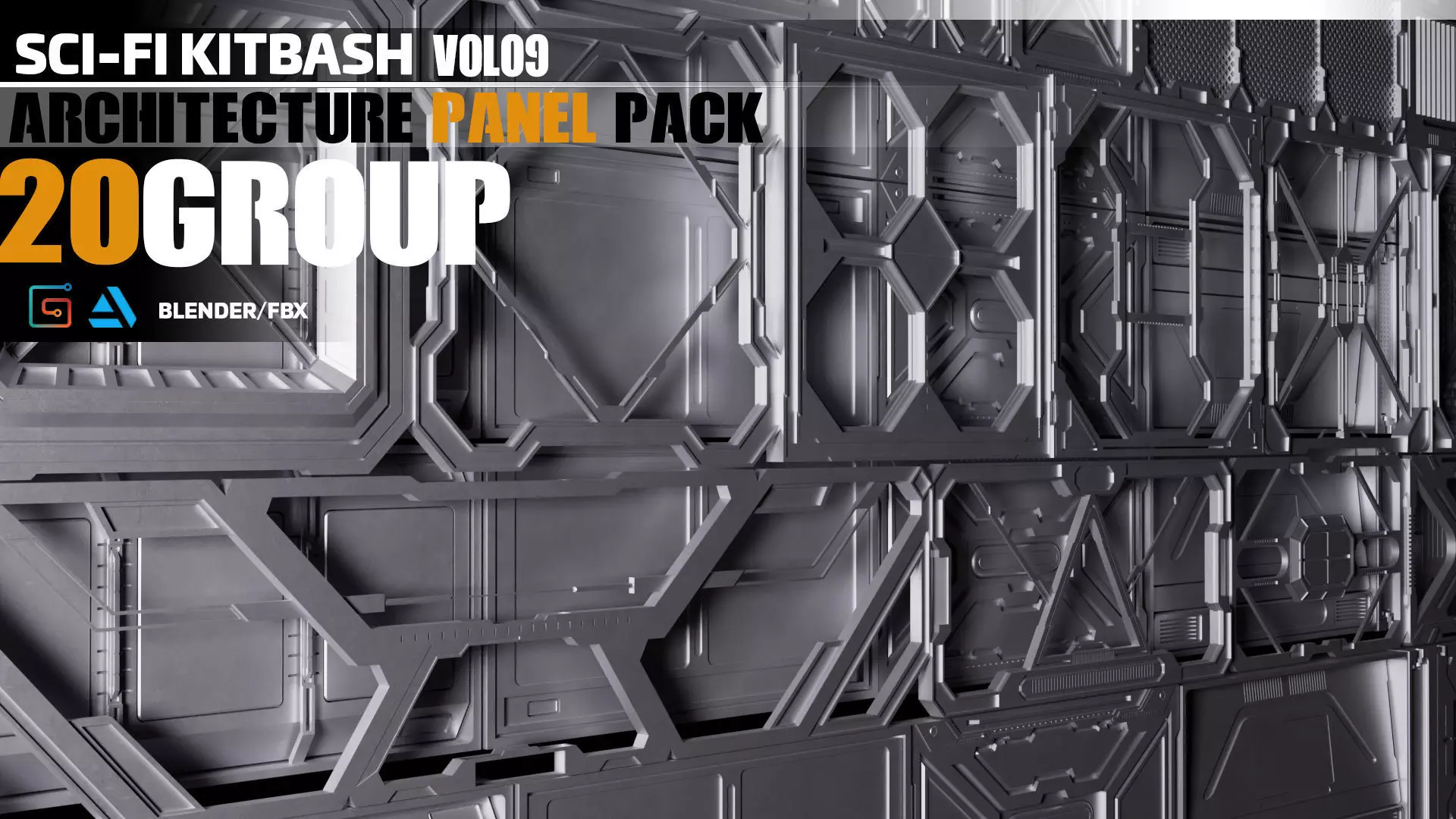 Sci-Fi Architecture Panels Pack vol 09 3D model_0