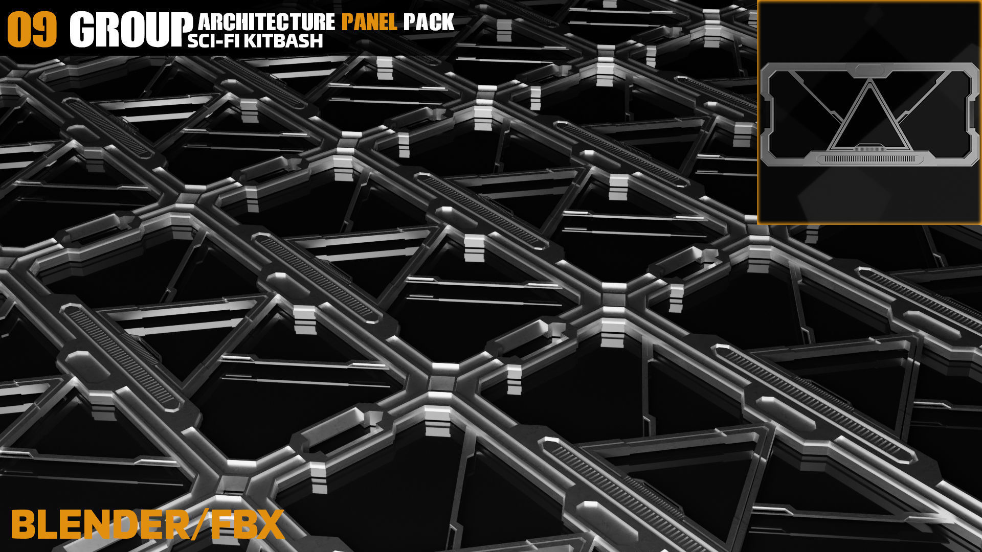 Sci-Fi Architecture Panels Pack vol 09 3D model_9
