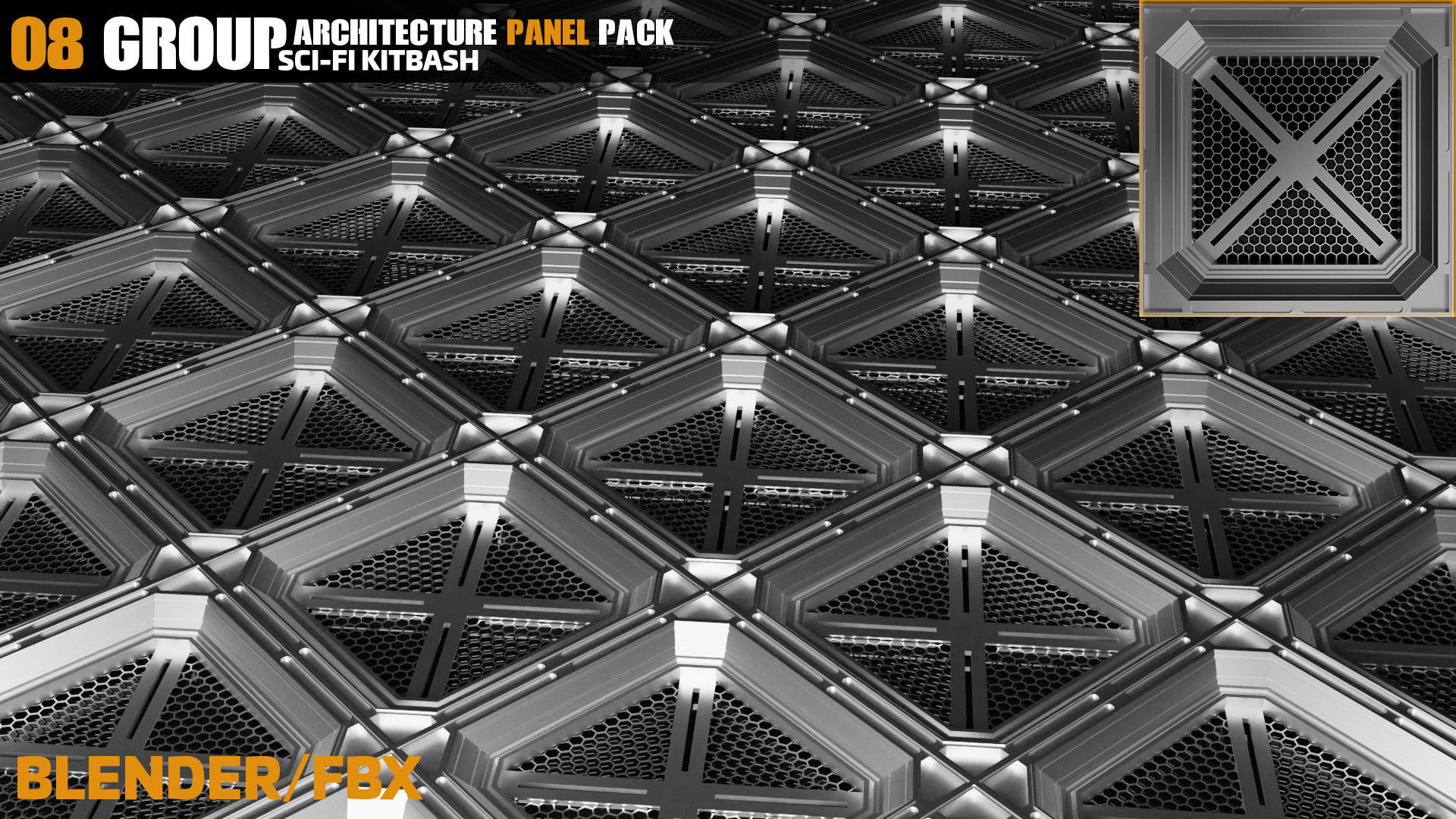 Sci-Fi Architecture Panels Pack vol 09 3D model_8