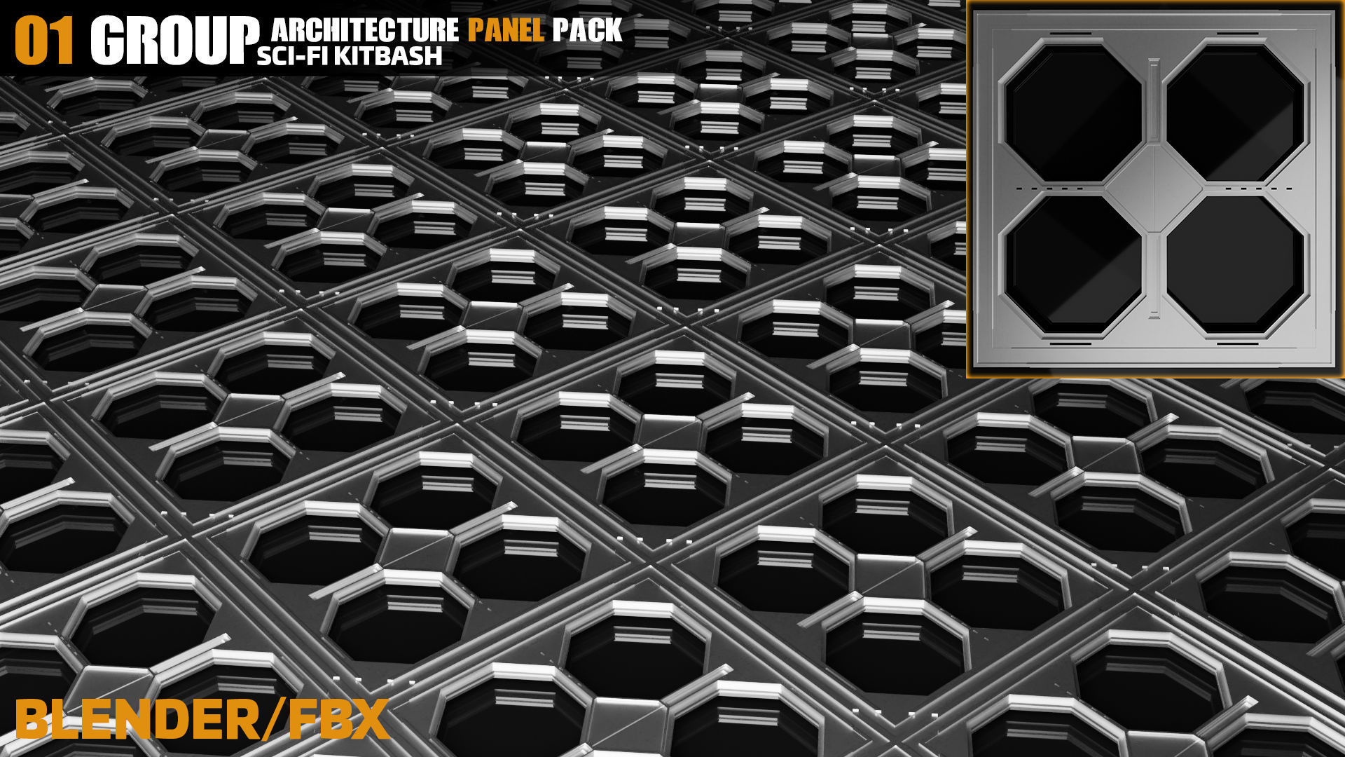 Sci-Fi Architecture Panels Pack vol 09 3D model_1