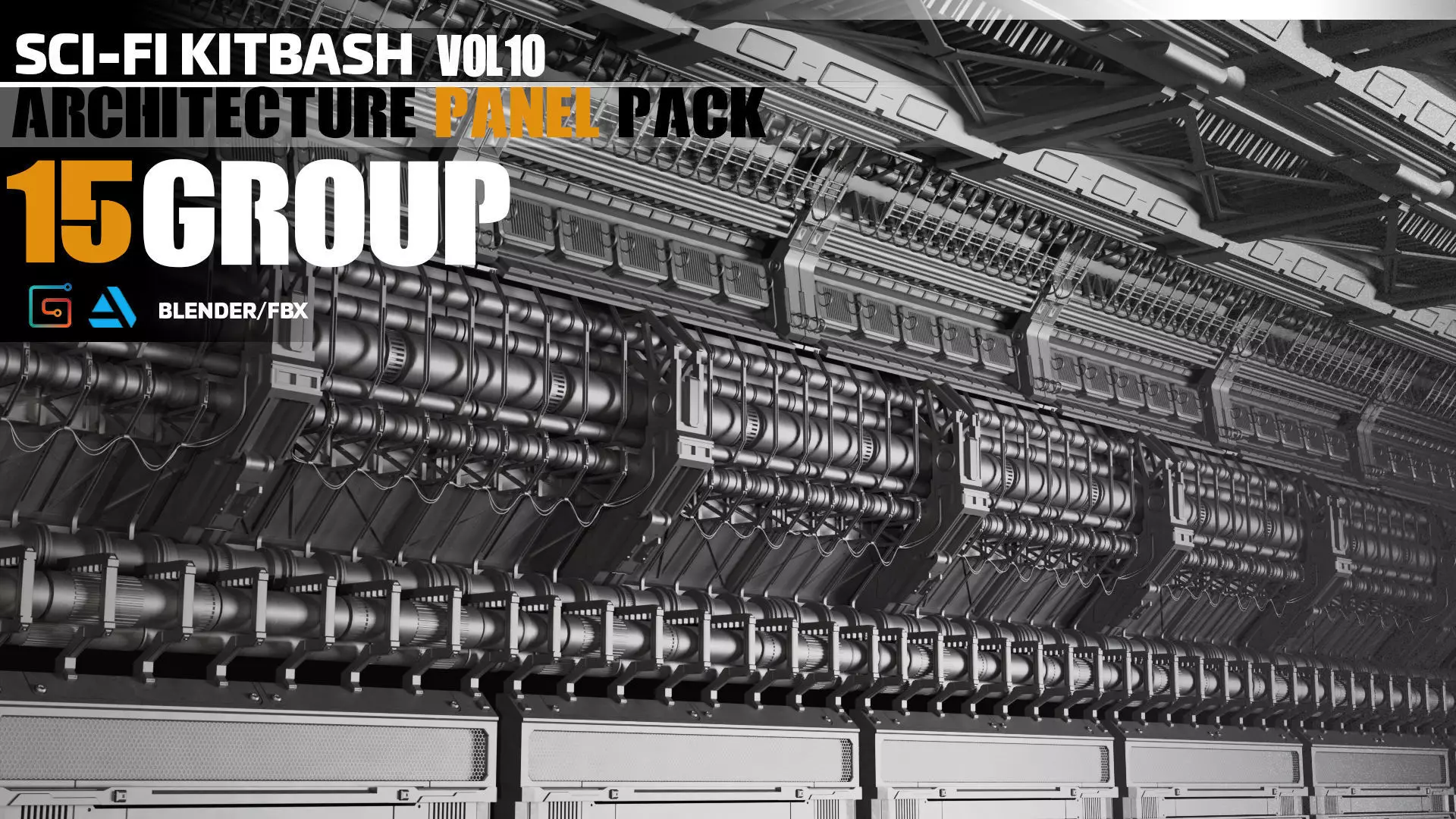 Sci-Fi Architecture Panels Pack vol 10 3D model_0