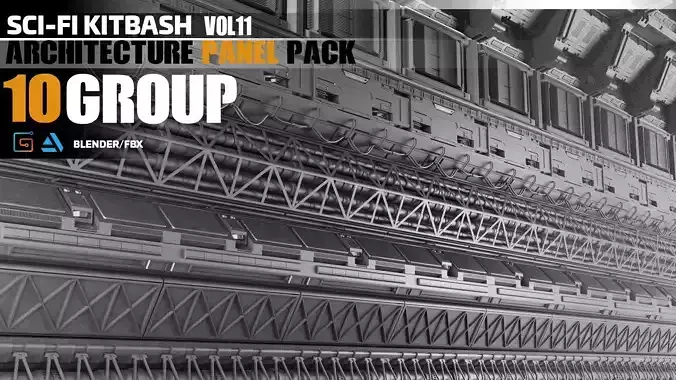 Sci-Fi Architecture Panels Pack vol 11 3D model Sci-Fi Architecture Panels Pack vol 11 3D model