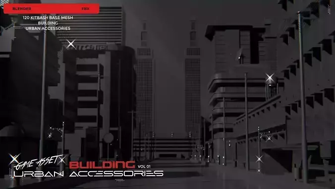 120 kitbash Building - Urban Accessories Base meshes