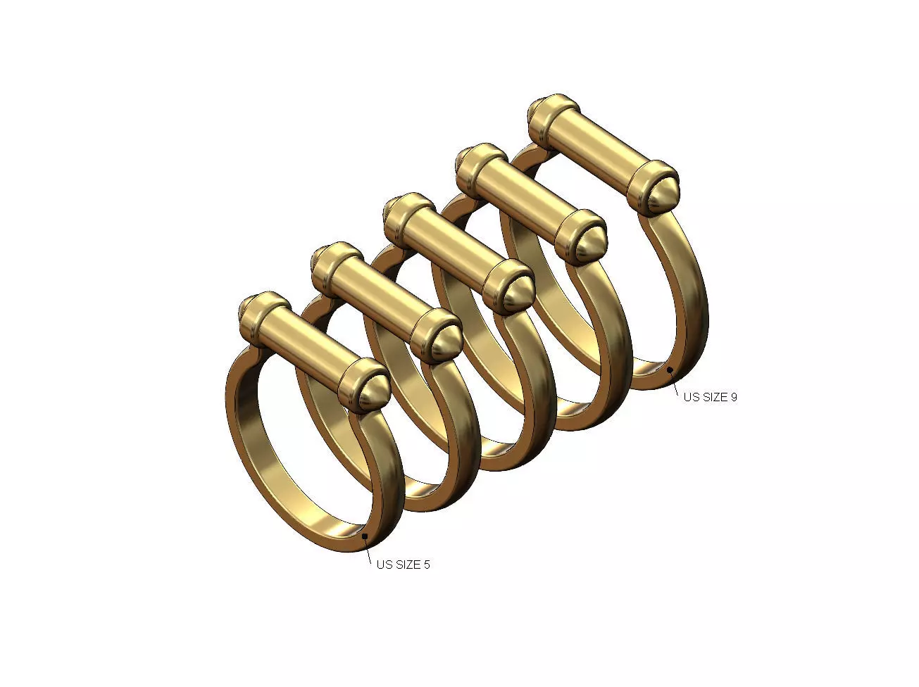 Horsebit shaped stacker ring US sizes 5to9 3D print model_0